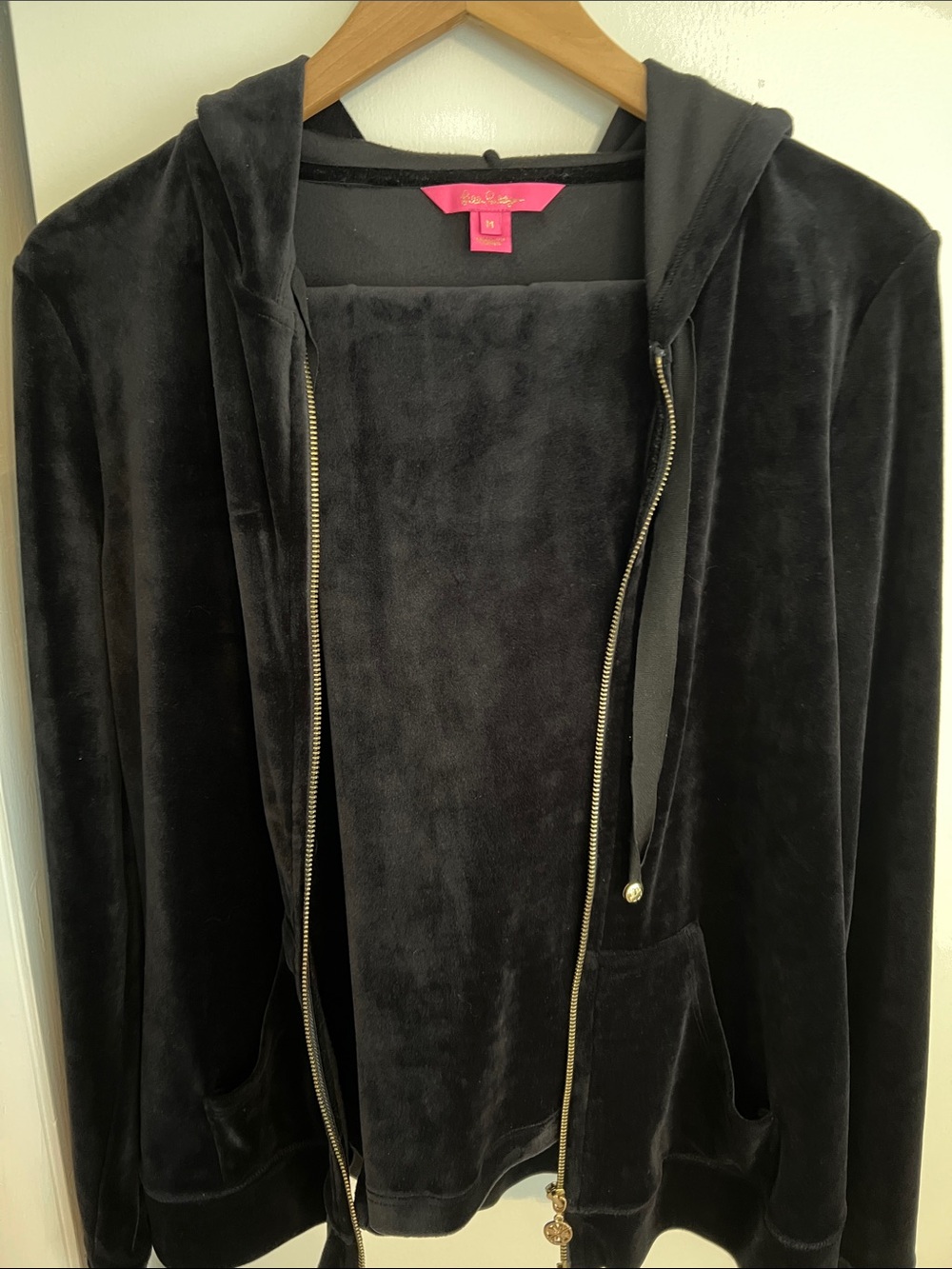 Lilly Pulitzer Velour Zip-Up Hoodie Jacket - Black with matching pants. Size M